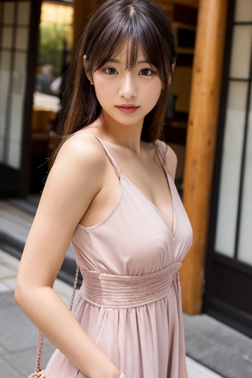 masterpiece、8K、32k、Top quality、(Delicate eyes)、(A lovely Japanese woman、Bangs)、23 years old、1 girl in、elegant、(Detailed background rendering、porch:1.2)、(blush、Sleepy、Smile:1.5)、Undress、Super huge breasts,(Izakaya、A crowded store:1.3)、Sit on it、(Yakitori and alcohol on the table:1.4)、Cowboy shooting、(blush:1.2)、(zoom out:1.6)