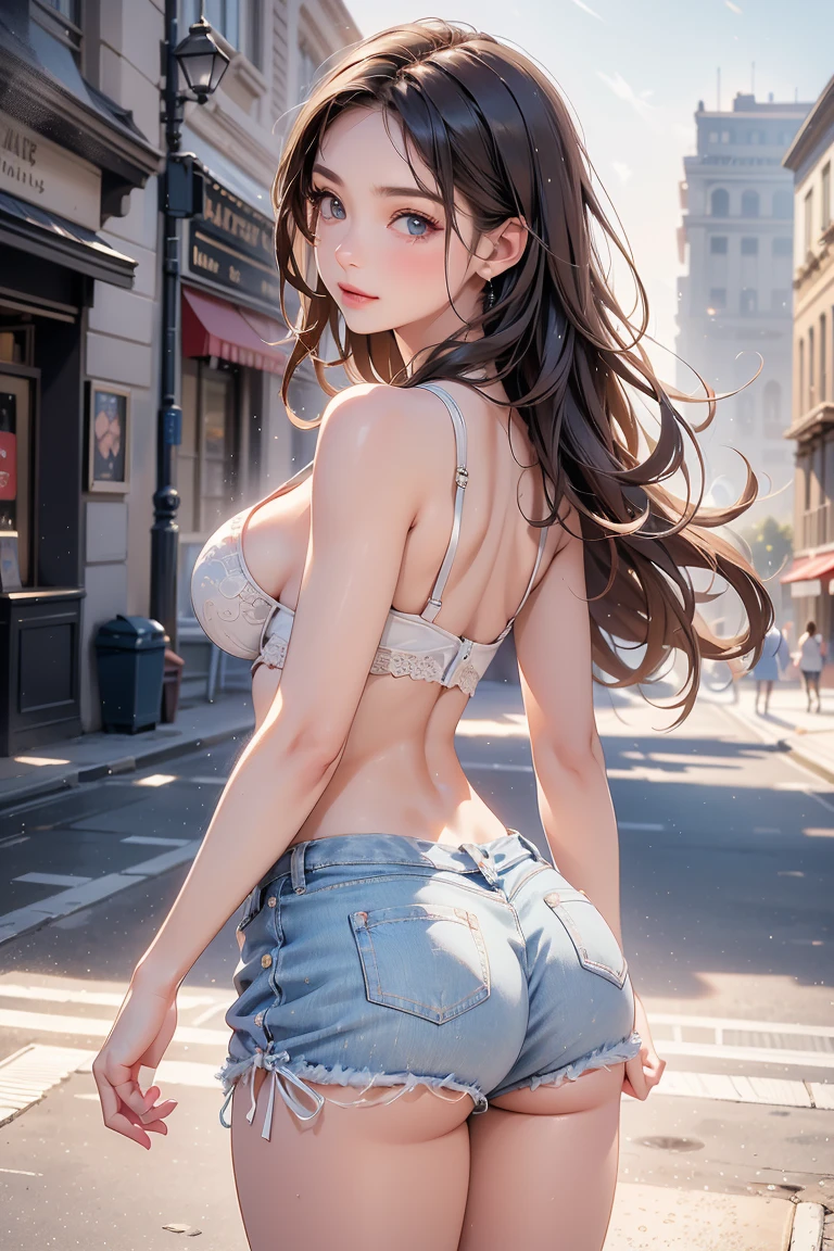 mulher, muito bonita, Stretching jeans and white t-shirt, comportada, bem vestida, imagem realista, fundo branco inteiro, with arms crossed, no sexy,  blush, breasts, cleavage, hair bow, looking at viewer, large breasts, simple background, sky)), (high resolution textures), in dynamic pose, bokeh, (intricate details, hyperdetailed:1.15), detailed, sunlight passing through hair, colorful art background, (official art, extreme detailed, highest detailed), photodromm, erotic, large breasts, hyperrealistic art, extremely high-resolution details, photographic, realism pushed to extreme, fine texture, incredibly lifelike, --auto --s2