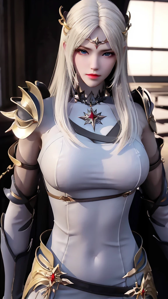 (ultra realistic,32k, masterpiece:1.2),(high detailed skin:1.1),( high quality:1.1),
<lora:arval-nvwls-v1:0.8>(evil grin, v-shaped eyebrows:1.1),(eyeliner,long lashes, mascara:1.1),arval,red eyes, white hair,forehead, pale skin, facial mark, earrings, white cape, white robe, long sleeves, crystal veil, shimmering crystals, mystical barrier, realm of magical protection (blurry background:1.2),(looking at viewer, standing, from above:1.1),, (huge breast,large breast:1.1),<lora:add_detail:0.86>,full body,
(soft shaded neon light:1.1),