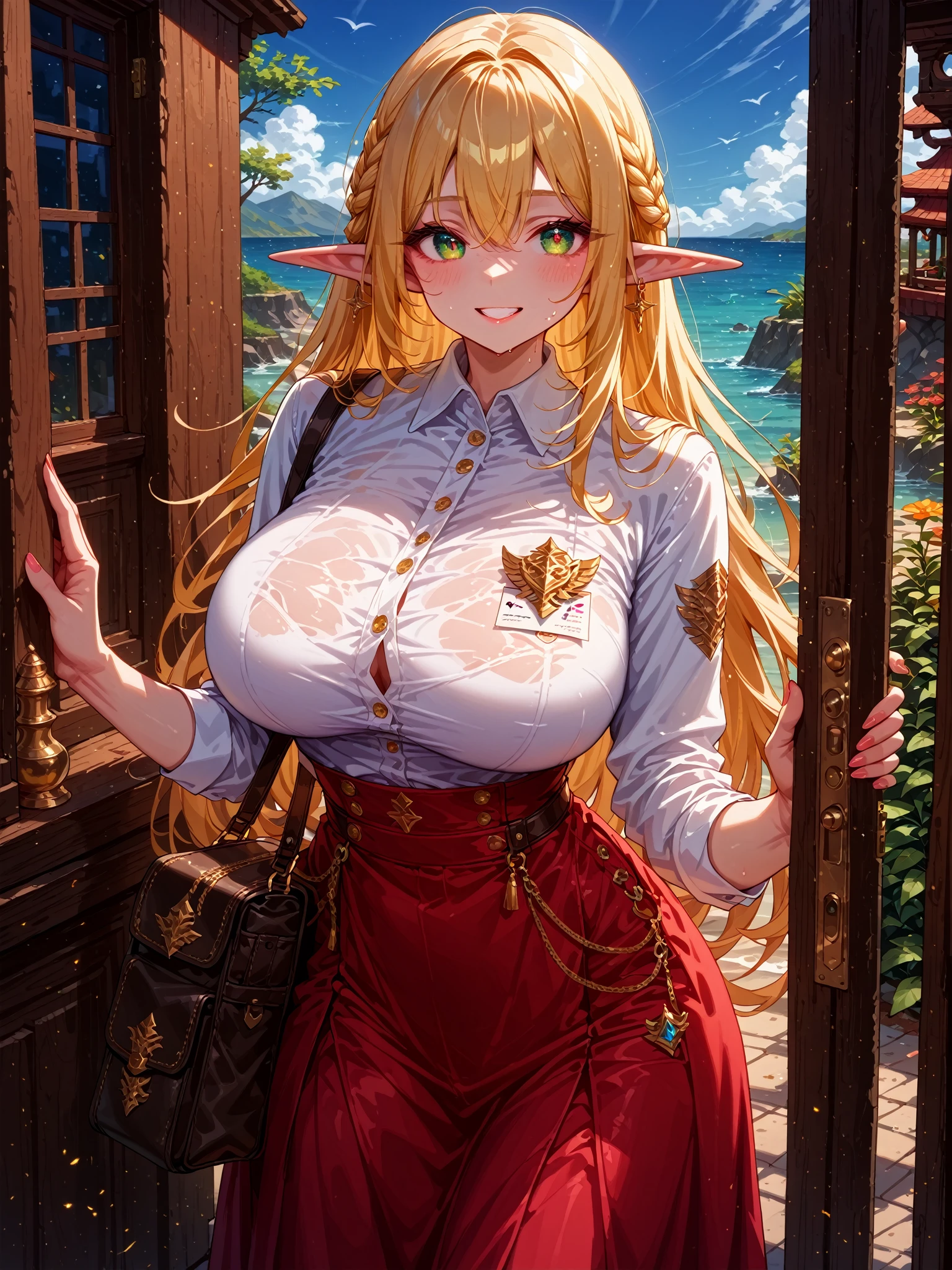 beautiful woman,folk girl,blonde with blue eyes,Wear a rococo ball gown to look elegant... Decorated with long shapes, fluffy skirt.,Beautiful rococo style evening gown with amazing details... Finished off with a long skirt with large pleats...,countryside,countryside,beautiful scenery,European Middle Ages,Smile until all your teeth are gone.,forehead,forehead exposed,very big breasts,ear nipple ring,side waist slit,tight,((side chest)),trousersชั้นในลูกไม้,trousers,((big tits)),(pubic bone),(Hold your hands on your chest...),(Elf Princess), rift, visible chest, Show your breasts, open chest, I see bulging nipples,,(((large areolae:1.4,pink,The nipples are clearly visible.....))),Navel drive,dance,dance, (((2 young women ,beautiful woman))),Revealing the skin, ((pussy,bare female genitals))