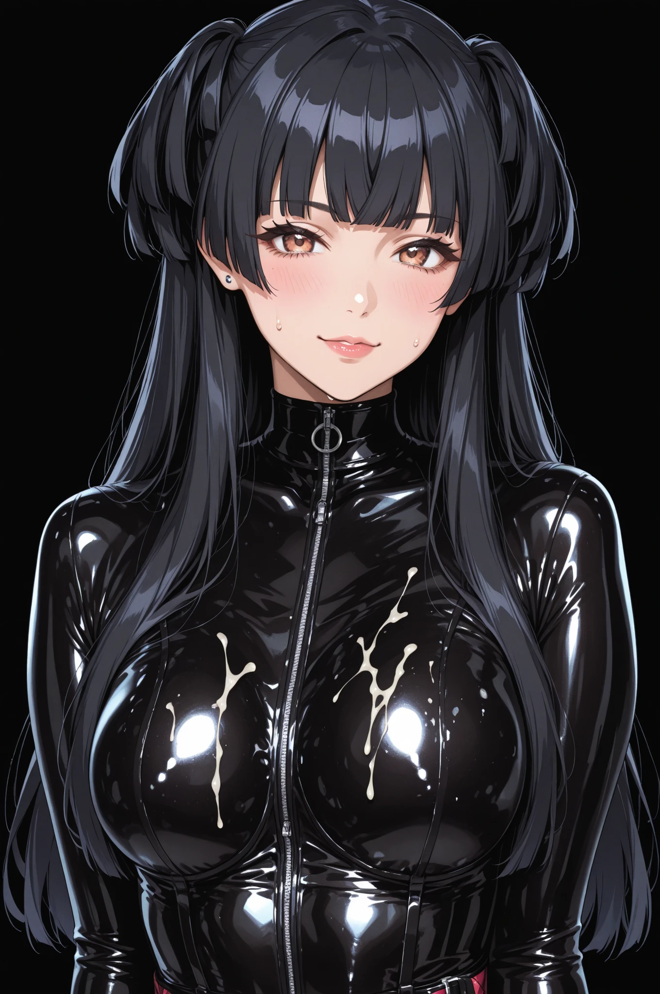 ((A aroused fertile feminine super-hot nympho vixen lusty romantic hot sexy heavenly toned bombshell sweaty waifu dick-hungry super-model Chizuru Mizuhara 21 year old perfect elite most caring woman posing for photoshoot with perfect voluptuous meaty-brawny-Carneous-fleshy-beefy toned body figure, extreme tight firm firm firm accurately rounded 34DDD sized erected silicon breasts, covered erected nipples, erotic expressions on face, red lips, and pony-tail healthy black hair, no cleavage bubble round butts, voluptuous thighs, perfect proportionate body, oiled body)), ((wearing an unwrinkled smooth extreme skintight turtleneck velour-velvety vanta black ultra thick ribbed full body sweater with bdsm roap and an extreme super skintight plush sumptuously velour luxuriously soft ribbed Winter Warm Thermal velvet Fleece Lined Women Leggings)), ((**standing in bdsm room and smiling, facing viewer and looking into his eyes, high quality, detailed face portrait, photorealistic, 8k, masterpiece vivid colors, warm lighting, intricate details, hentai, waifu, show full body view**))((low angle shot captured by IMAX camera)), sfw