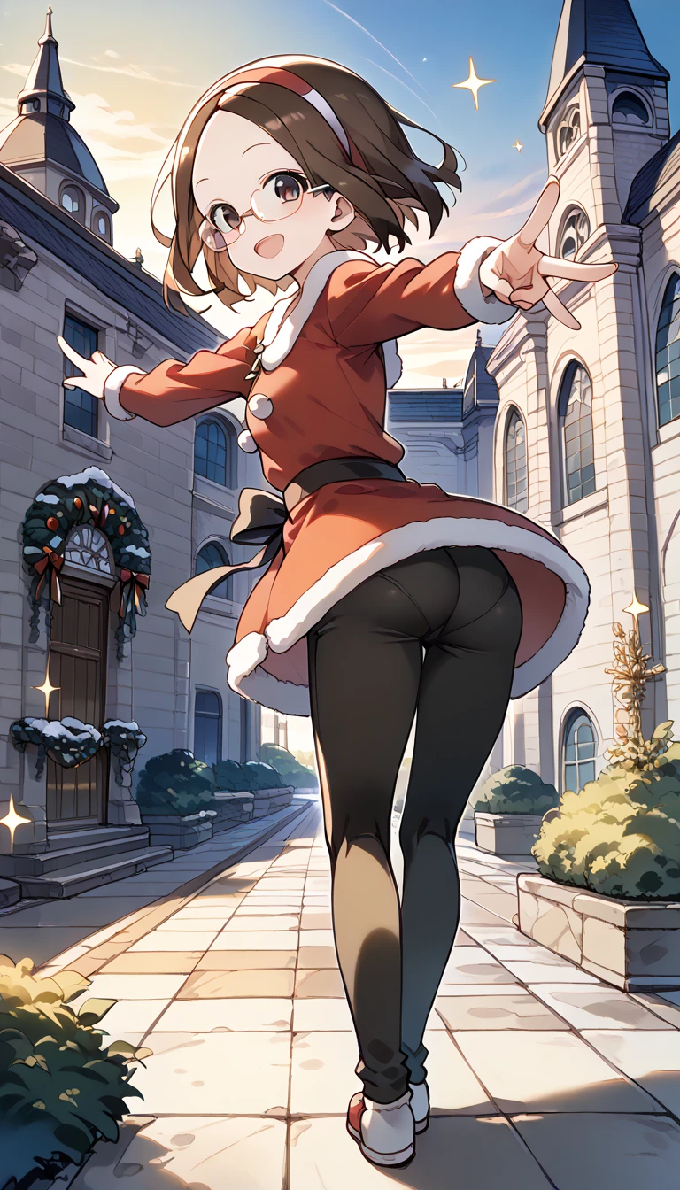 sexy, Piernas gruesas, Minivestido rojo con detalles festivos., combinado con tacones a juego para un conjunto elegante y festivo, (((christmas beasts)) (sarada)