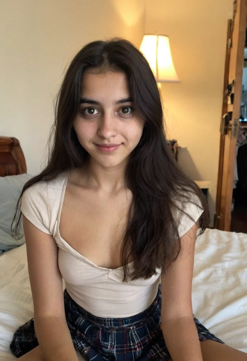 full body shot, Portrait of an 18 year old cute teen, white skin, pubic is hairy, skinny, pubic hair is black, full naked, beautiful Indian girl, cute face, chest, sexy, small nose, black straight hair, perface cute face, ,standing at the park, ultra realistic, photorealistic, 8K , slim body shape