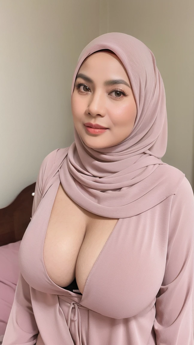 HEAVY BREASTS, Portrait photo of a matured chubby malay girl, curvy, (laughing:1.2), hijab,malaysian, posing, look at a camera, nerd, spectacle, wear pink panties and bra, wearing glasses, full body, room background, big breast,nighttime, backlit, epic realistic, hyper detailed, detailed skin texture, mole below eye, natural skin texture, mole in body, insane details, intricate details, accent lighting, soft volumetric light, bokeh, (dramatic light:1.2), (neutral colors:1.3), cross process, living room background, ((detailed realistic face and eyes)), good lighting, 8K resolution, Legs Wide Open, spread Legs, lying on bed, Liquid from the Crotch, Blushing, fat, on the side, penetration,