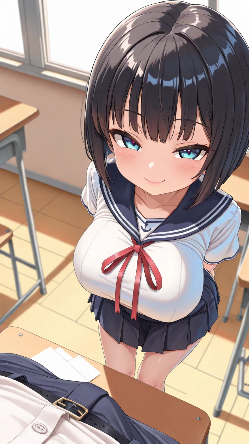 (highest quality:1.2),(perfect beautiful face:1.2),(perfect and beautiful posture:1.2),(Solo,Japanese mature woman standing,((messy short cut hair:1.2), (confused:1.3,embarrassed), shyness:1.1),(Chubby:0.8), (Sweaty, sunburned skin:1.3), thick muscles), ((School uniform with ribbon),tight Pleated Microskirt), close-up of armpit, mouth open sloppily:1.3,Drooling,(at city:1.3,cowgirl position),Looking at viewer,puffy areolae,outside,at city