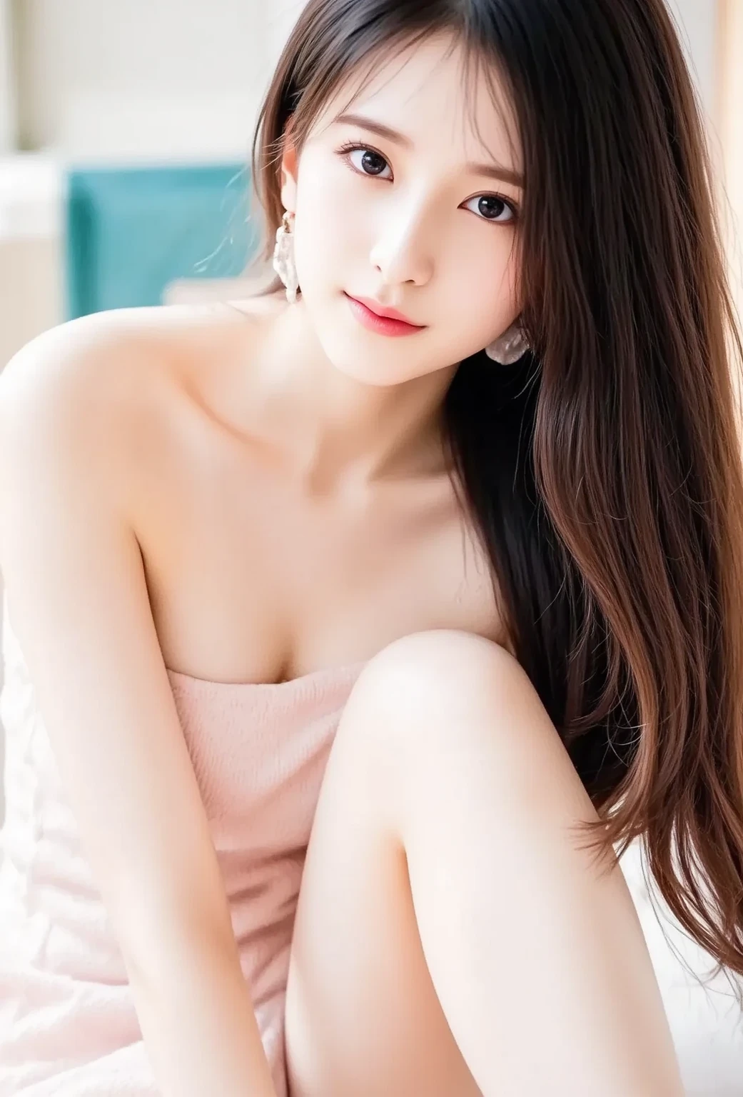 (realistic、masterpiece、Best Quality、8K、highres、high resolution:1.3)、1 girl、Big breasts、white bikini、looking at viewers、super fine face and eyes、long hair、 upper body、