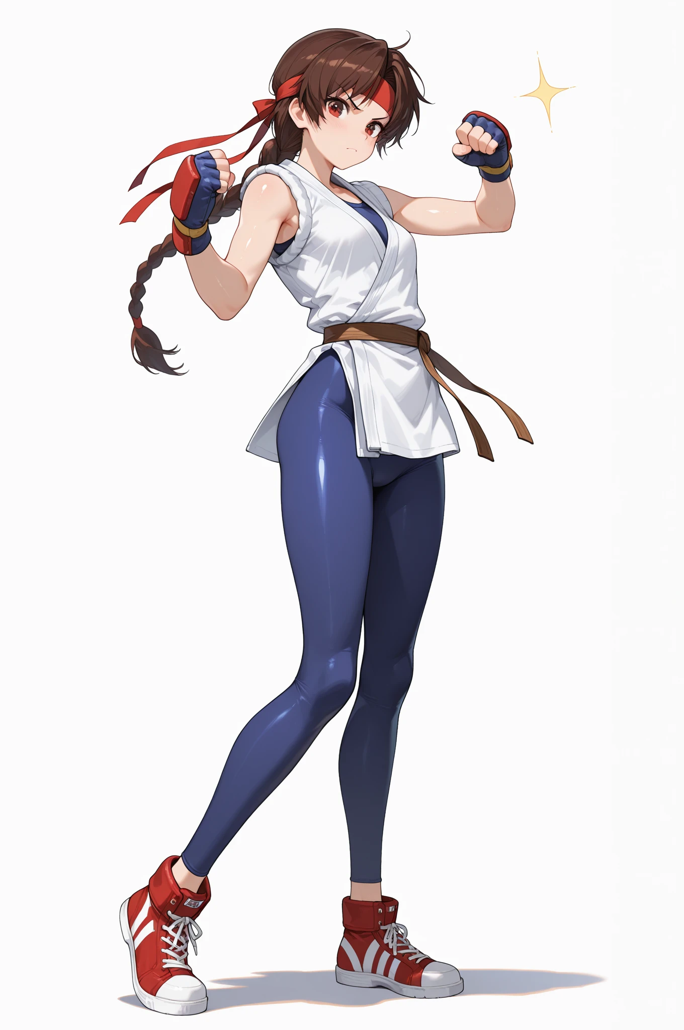 masterpiece,best quality,extreme detail,8k,<lora:ibuki:0.8>, ibuki2,1girl,solo,long hair,skirt,brown hair,thighhighs,gloves,brown eyes,school uniform,ponytail,alternate costume,fingerless gloves,armor,antenna hair,japanese armor,kote,