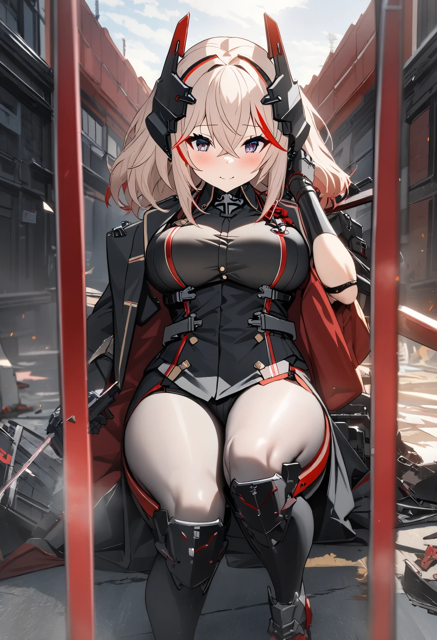（（tmasterpiece：1.4, Best quality））+, （hyper-detailing）+, （exquisite red eye：1.5）+, （Detailed ears：1.5）, （cute girls）, （The shirt，black long pants：1.5）, Tight black silk, Very long hair, （Red Odachi：1.2）, pale-skinned, （red cloth：1.5）, （black fingernails：1.4）, town, Sitting on a park bench, gold earring, blue butterflies, delicate legs,spark effect，Red sunglasses， （Art Girl：1.1）, （dawn light：1.2）, ）, （closeup cleavage：1.1）, the only person, Hairbell, combed blonde hair, hair covering one eye, V-shaped eyebrows, Gloom (Expressing the), from back, from the above, Best quality, A high resolution, high detal, high high quality, 16k