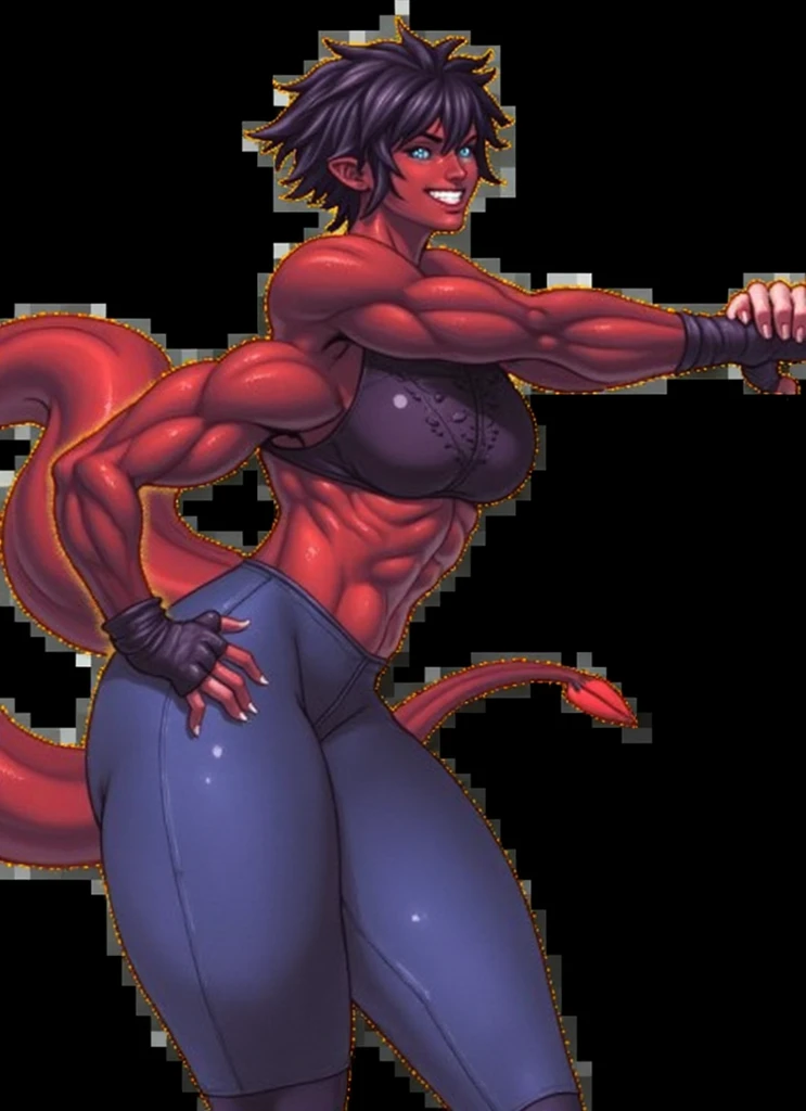 solo, young Cathar female leaning on a wall in red swimming trunks and red bikini top, white and black striped fur, dark hair, bare legs, tail, 8k, ((masterpiece)), detailed background,  <lora:more_details:0.95> , ((NSFW)), <lora:Star_Wars_Cathar-A15:1> <lora:female pubic hair3-000005:0.5>