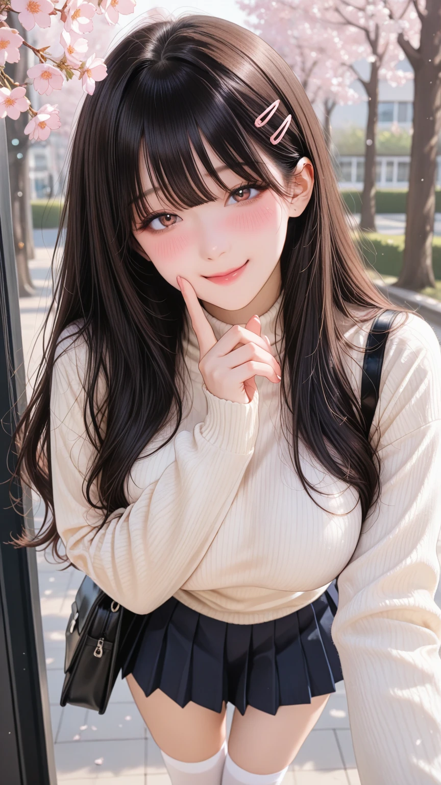 (random porn pose),(Thin type:1.8),(big breasts),(random hairstyle),(Highest image quality,(8k),ultra-realistic,best quality, high quality, high definition, high quality texture,high detail,beautiful detailed,fine detailed,extremely detailed cg,detailed texture,a realistic representation of the face,masterpiece,Sense of presence),sweater,tight mini skirt,stockings,Engineer boot