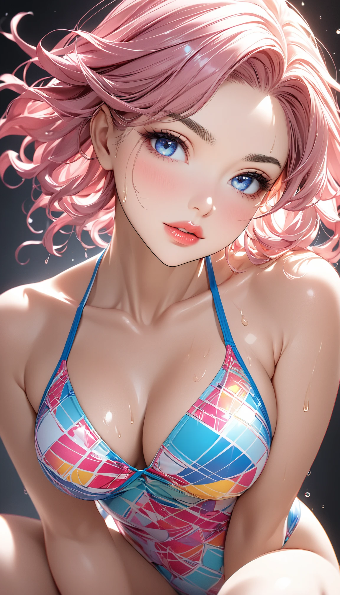 Leaning forward, (Cute girl and strong man have sex in bed in cowgirl position), (Ecstasy), (Angle from behind), Highest quality, Super detailed, (Ultra-high resolution,8K), Ultra-high definition 4K, (Beautiful Eyes), (High-quality facial beauty), (In the Storm:1.2), (NSFW), (Photorealistic), Soft Skin, Glowing Skin (flower pattern skirt:1.3), (Tight dress), Bright lighting, Very heavy rain, colorful, Professional photography techniques