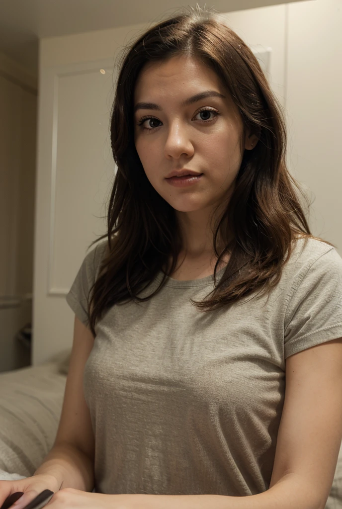 masterpiece, best quality, cinematic, volumetric lighting, very detailed, high resolution, sharp, sharp image, 4k, 8k, 35 mm,
<lora:AubreyPlaza_smf_lora_v01:1>,  1girl, a0b7e3y9-smf, solo, realistic, long hair, brown hair, lips, parted lips, upper body, black hair, t-shirt