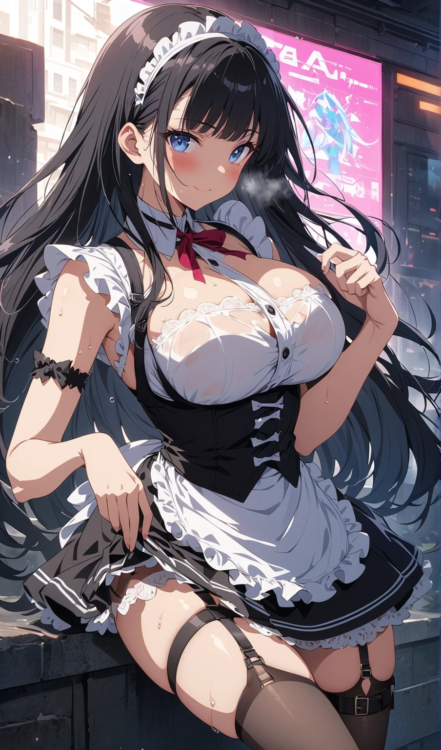 Two anime women of the same height kissing indoors, NSFW, Surreal 18-year-old beautiful girl, Anime 18 Year Old Beautiful Girl, Seductive Anime Girl, Kissing, Smooth Anime CG Art, low angles, ((Girl with black hair, Girl with Twin Tails, Cropped bangs, emerald eyes, Wear black knee socks, White lace pants)), nudde, Blushing, seducing smile, oppai, small curvy loli, [ 4 k digital art ]!!, ((with very massive breasts))
