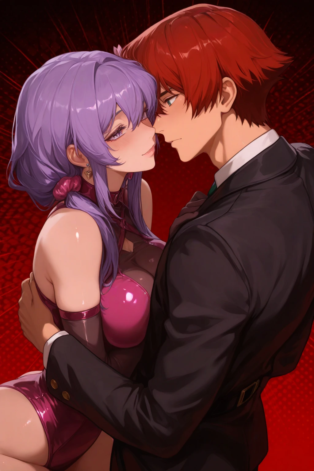((1girl)and(1little boy)),hetero, ((((bb(fate/grand order/)))),(purple hair), white leotard, (black pleated skirt), black coat, red hair side ribbon, red neck ribbon, (black pantyhose), bombshell, (ahegao),(trembling), erectile nipples, (cum:1.4),cum in pussy,(cum on clothes:1.4), cum on breasts,cum on body,cum facial, bukkake,cum in mouth,cum on hair,(excessive cum), (1little boy, short stature:1.4),small penis, dark-skinned ,interracial, ((vaginal,sex)),(upright straddle,couple,face-to-face), clothed sex, intercourse with boy, ((wrestling ring)), (masterpiece,best quality:1.3),(ultra-detailed,high resolution:1.2),(illustration),((an extremely delicate and beautiful)),(detailed background),
