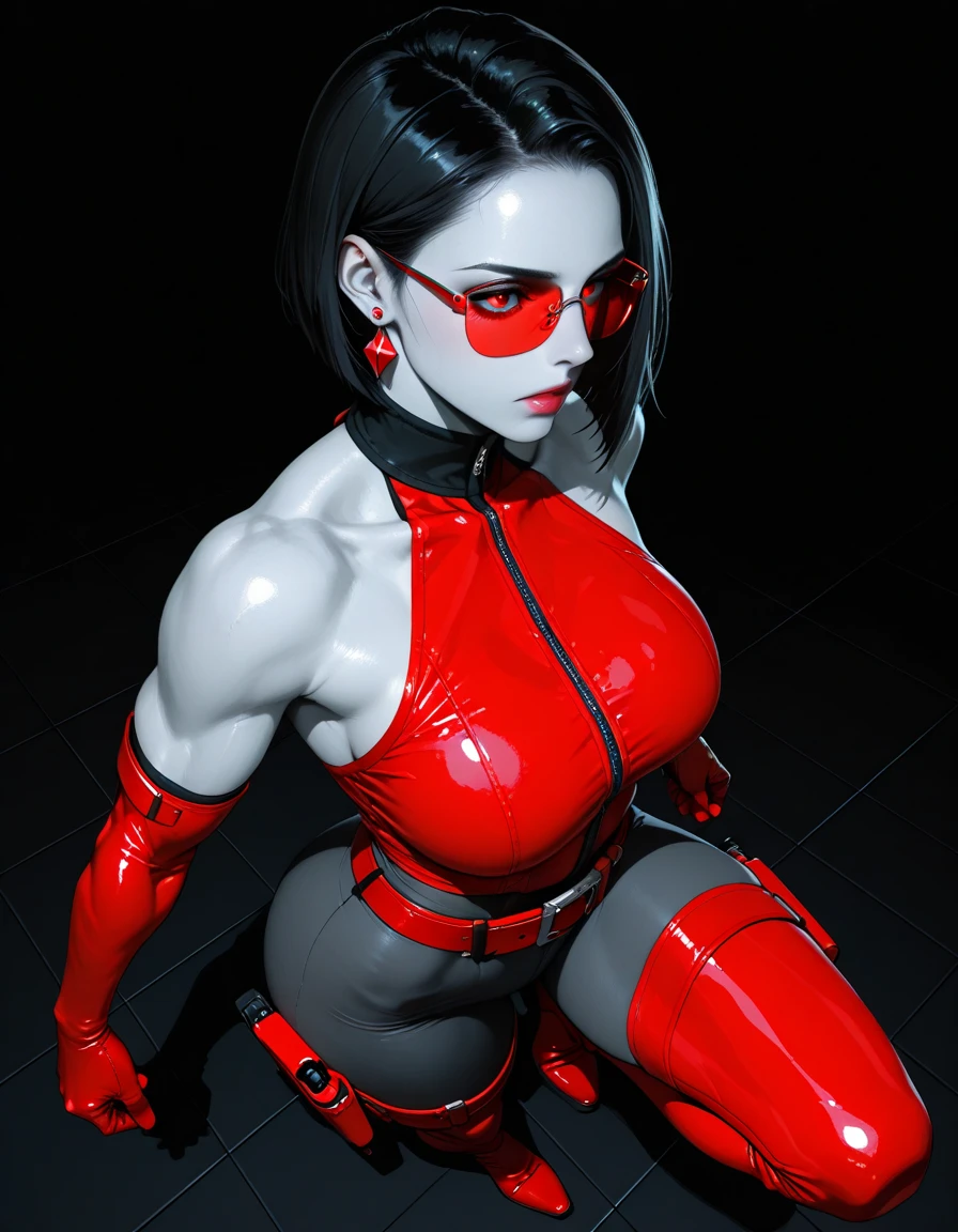 NBWY, sexy body builder woman, (wearing a red dress), red lips, Unreal Engine, CGI,3D graphics, stylized proportions, sensual, (black and white photo with red accents:1.6), muscular <lora:NBWY_sd15_scaled:0.75> <lora:PAseer-SD15-LCM Quick:1>