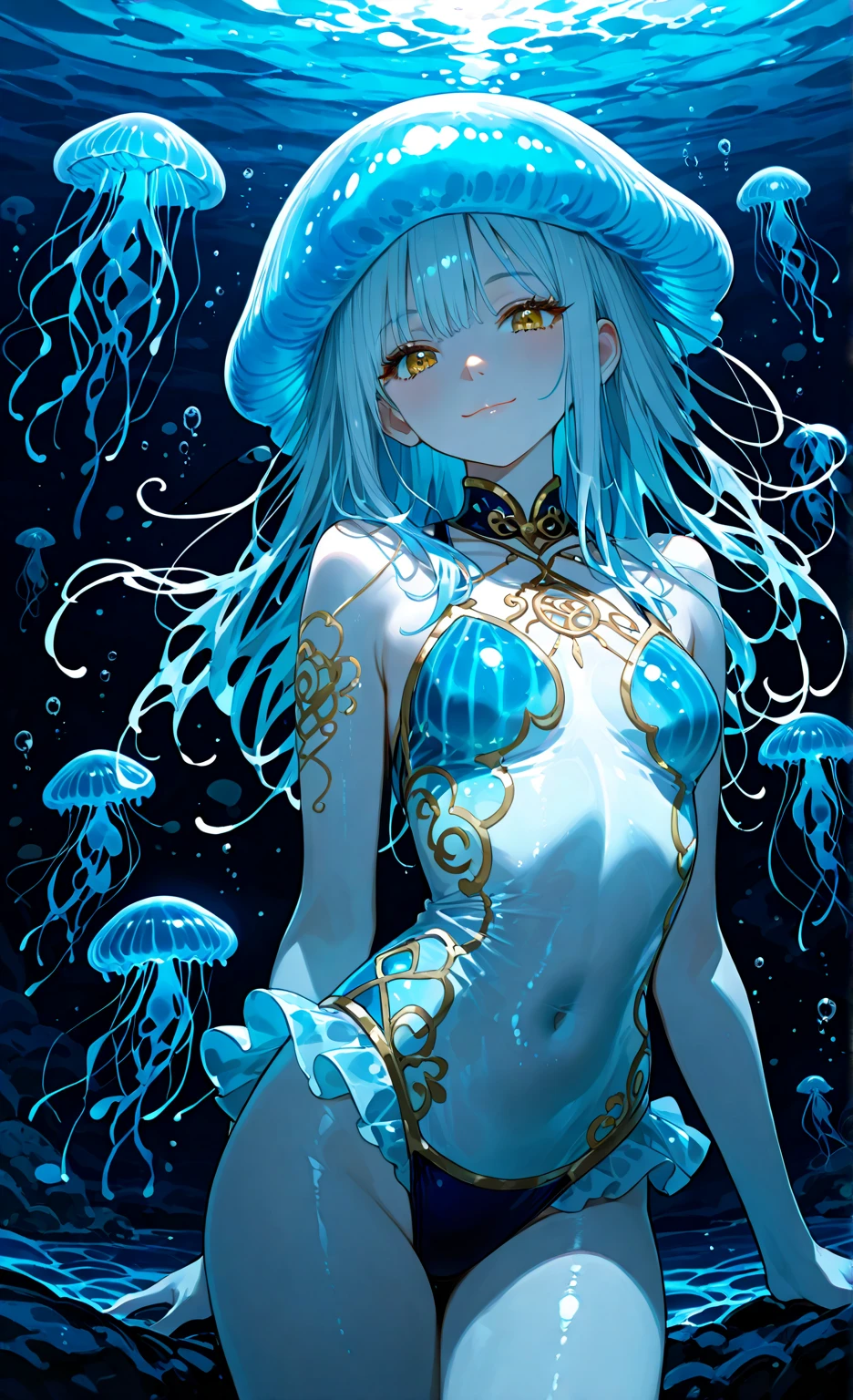 by tsubonari, by demizu posuka
watercolor
1girl, slime girl, cleavage, dripping
masterpiece, best quality, high quality, highres,