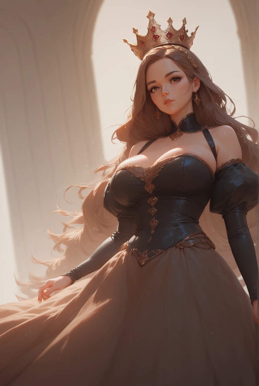 A sexy/cute dickensian lady sweet/wholesome that looks like the daughter of Olivia Munn and Paris Hilton. skinney , curvy, hyper-hourglass figure. Traditional/conservative dress. Exudes love, conservative values. Thick Red hair. elegant dickensian dress. mature woman, woman, Big breasts, huge breasts, huge breasts, mature woman, heavy chest, fair-skinned woman, Curved waist, view viewer, Sensual neckline, Face Madura, curvaceous woman, thick thighs, sensual woman, Black belt, Delicate gloves, Brass strap appeared, soft chest, woman focus, attractive look, impressive woman, romantic mood.

