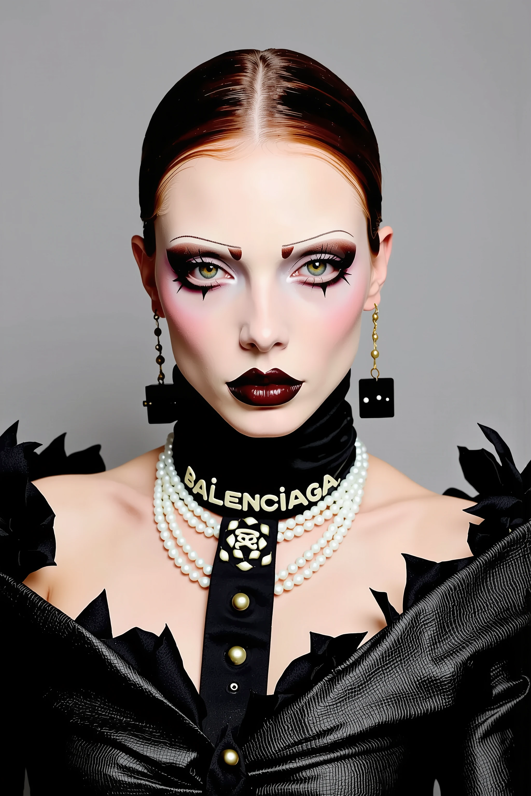 1girl, solo,make up,artist photoshoots,balenciaga fashion portrait
