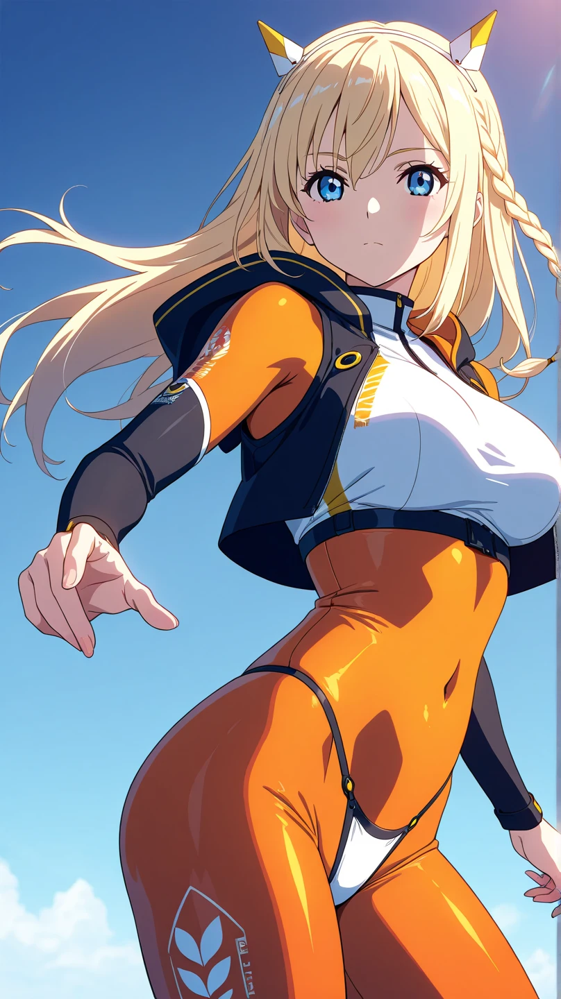 ((highly detailed)), nikke, tove, perfect human hands, (great breast:1.1),masterpiece, best quality, ultra-detailed, glistening shiny, glowing light, ray tracing, HDR, deph of field, (perfect face, detailed face, detailed eyes,perfect hands,perfect fingeredium :1.2),8k,HD,ultra realistic face,ray tracing,perfect lighting,best quality, ultra-detailed, shiny eyes, (smiling:1.1), ((1girl:1.2)),cowboy shot,thicc,streaked_hair,((golden gradient hair)),multicolored eyes, gradient eyes, (glowing eyes:1.5), mascara, (fashion make up), (parted lips,blush,cameltoe,city, night, street, people in the background, crowd, lights, cars, hotel room, pool, street),((super detailed background)), dynamic poses, ((8k wallpaper)), (mature female), (((bent foward))), ass, orange body suit, tove outfit, jacket, tight body suit