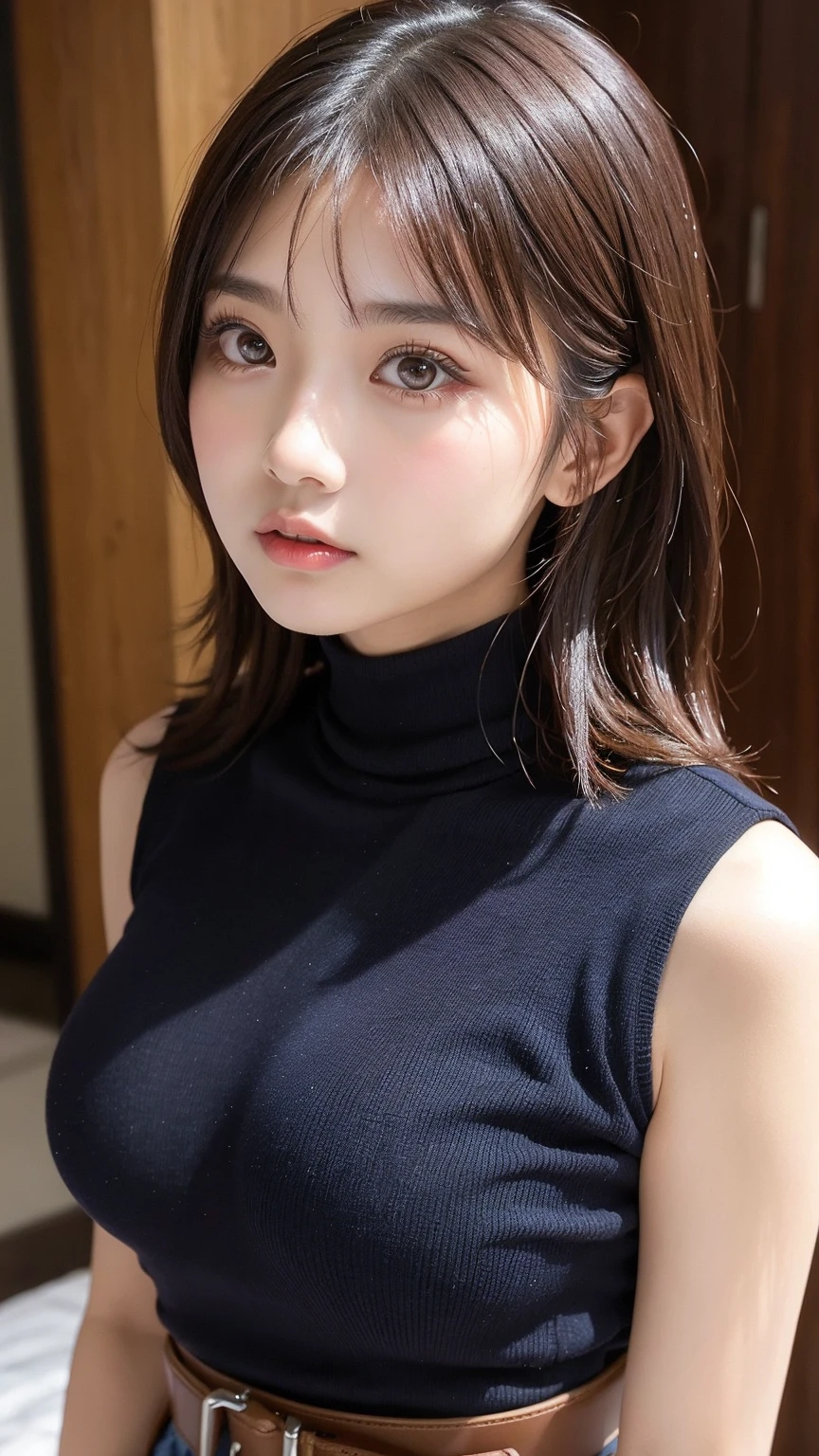 ((カフェの前に座るMature Woman)),((Turtleneck shirt:1.3)). 40k, photograph, masterpiece, highest quality, Dark Gray Background, ((Mature Woman, wife, mother, Mature Woman)), ((Plump breasts)), perfectionな顔, perfection , ((Large breasts)), ((1 girl with brown eyes and beautiful light black hair)). Beautiful Japanese Women,Ample, soft breasts and white skin, ((Very soft breasts)). Highly detailed face, Fine grain, Embarrassing, smile, summer, Daytime, (((Slave Collar))), (Headshot 1.5)