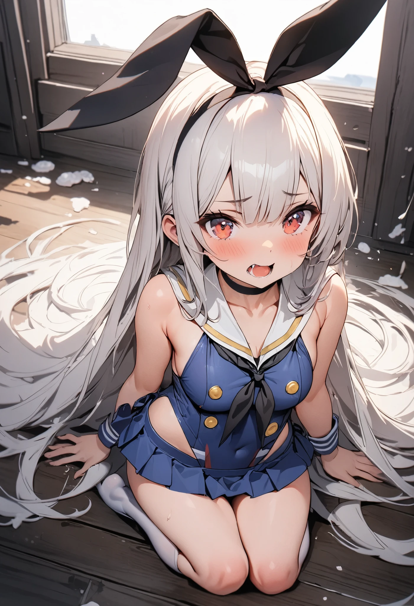 (((Little girls,))) (((children,))) lolicon bodies,((Perfect body,))((Super beautiful,))((High quality,)), (sweaty,) (wet all over,) blush,saliva, steam,((((shimakaze \\(kancolle\\)))),collar,nsfw,nipple,((Doggy style,)) (sex,)((Front view,pov, Looking at Viewer,))girl fucked by faceless fat man,tongue out,pussy,Crying,tears,long hair,,))((fellatio,blowjob, deep throat)),(((spitroast))),(Beautiful girl raises her hips and is raped from behind),cum on face and hair,cum in mouth,