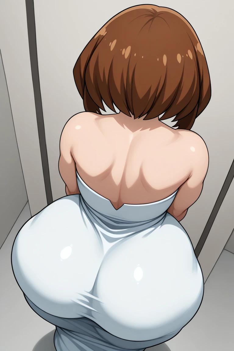 score_9, score_8_up, source_anime Bibl3, tomboy, tanned skin, brown hair, short hair, huge breasts, wide hips, viewed from behind, wet pussy, arched back, sex from behind, doggystyle, huge penis, rough sex, nude, big ass, ass focus, pretty girl, wet pussy, detailed penis, detailed pussy,