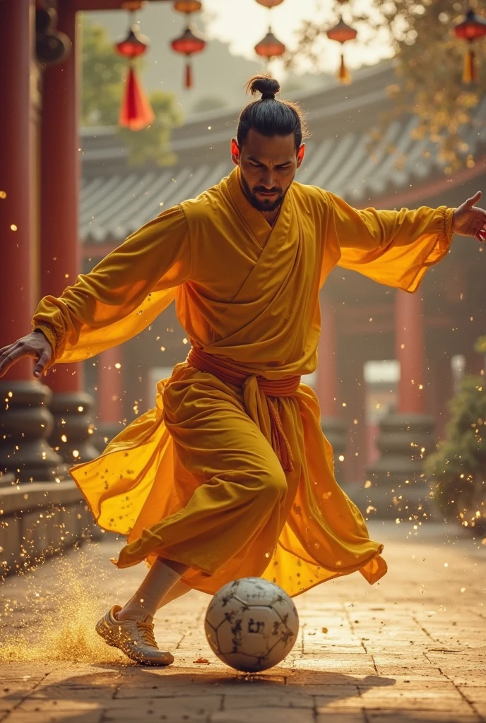 "Tibetan monk, mastering kung fu and jumping into a fighting arena, surrounded by a crowd of mesmerized spectators. A masterpiece in 8k resolution."