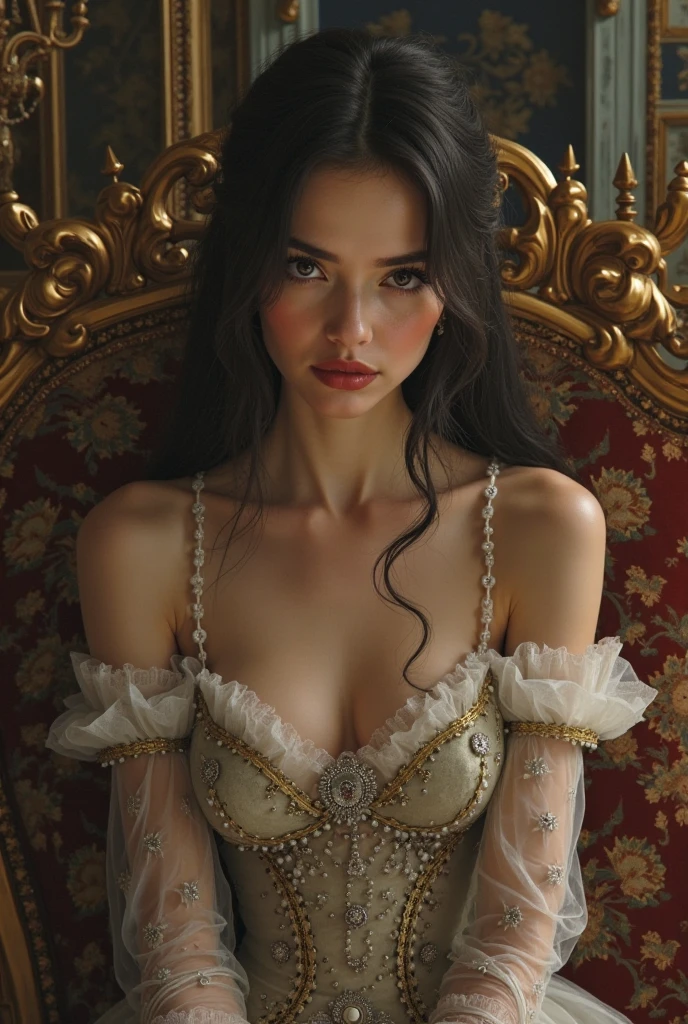 (Caravaggio style:1.2), beautiful italian woman hiking, nsfw, small boobs, gorgeous castle garden scenery, bright day, stunningly beautiful side view, low angle, dynamic pose, (busy), hyperrealistic ((fullbody)) cinematic shot of a (beautiful), (thin) 24 brunette at a renaissance era, as an painting by caravaggio,wearing intricate renaissance accessories including a red and white cloak, heavy elizabethan necklace her face,hands, detailed she has high resolution imperfect (pale) skin, use advanced image processing techniques to create a vibrant and romantic scene and an incredibly detailed lifelike image that looks like it was taken with a hasselblad using a wideangle lens and hyperspectral imaging film, high resolution skin, 8k, 150mm, subsurface scattering, highly detailed eyes, ultra realistic skin, gorgeous face, hyperrealistic, facial muscles,(perfect face)