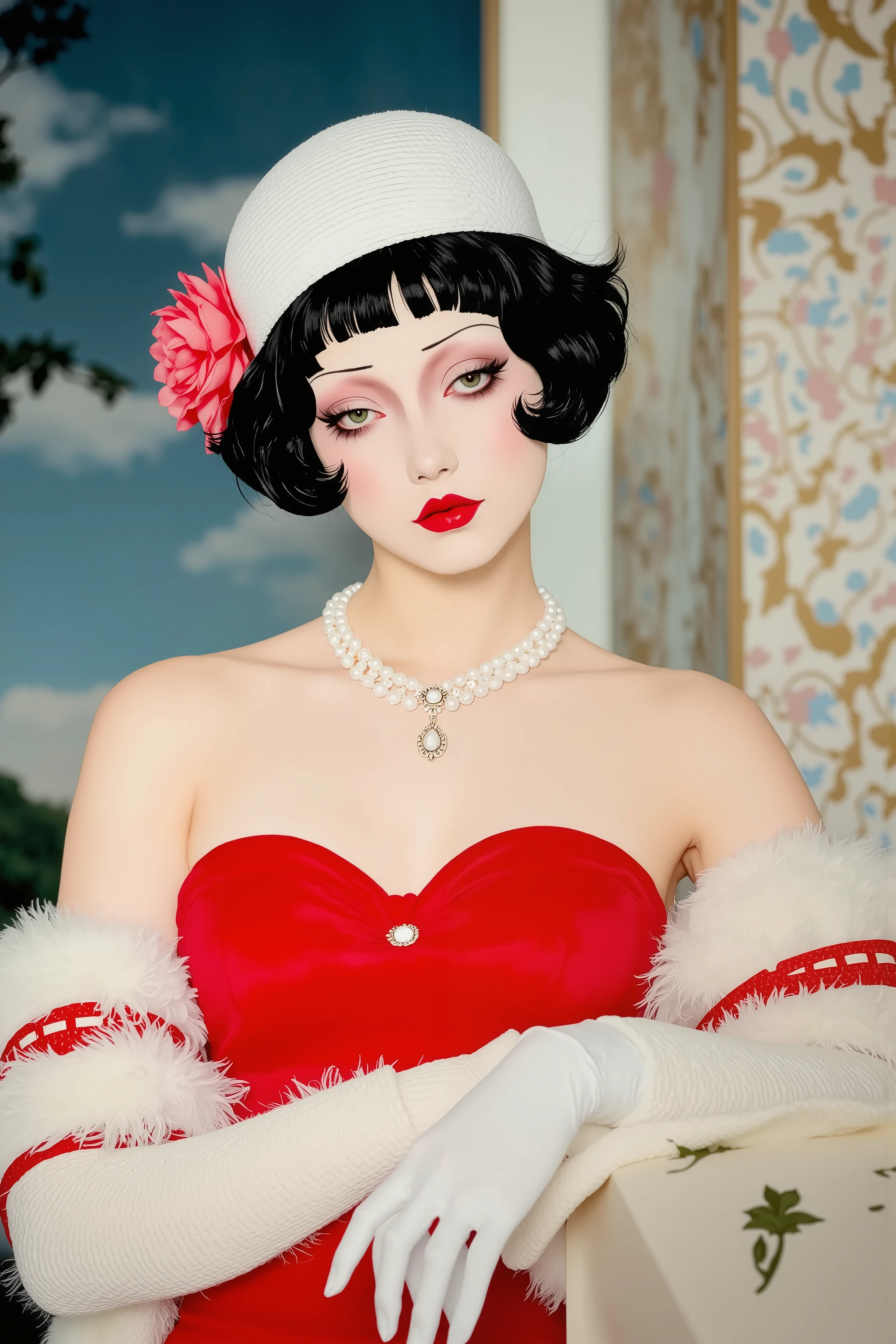 1girl, solo,make up,1920's fashion,fashion portrait