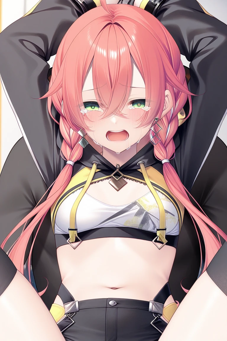 masterpiece, best quality, ultra-detailed, illustration, beautiful detailed eyes, Pokémon, Espeon, Astolfo, looking at viewer, close up, (breast focus), (arms behind back:1.2), (from above:1.1), pink skin, short pink fur, soft fur, super soft, small breasts, (off shoulder:1.1), white lace underwear, exposed breasts, no bra, radiant pink eyes, random pantyhose, shiny eyes, ultra detail, sexy body, cleavage, clear panties, cameltoe, small breast, round bottom, seductive expression, sexual expression, laying in water, wet, dripping water, upskirt, Holding a private, ahegao face, espeon Facial Features,espeon Body Features,Pale pink body)),((Espeon ears)),pink color eyes,pink cat tail