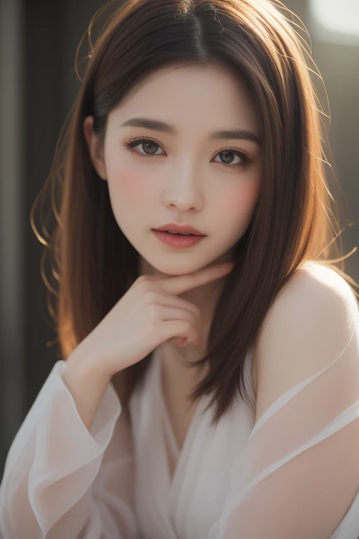 beste Quality, masterpieces, Super High Resolution, (photo realistic:1.5), Raw Image,pink dress ,Korean 1girl, offshoulder, In the dark, deep shadow, Low key, cold light,  look, hair long,Cafe,pretty,lim light