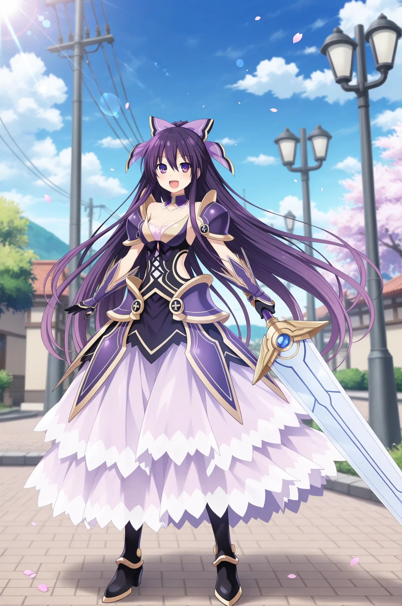 masterpiece,tohka_yatogami,astral_dress, 1girl, solo, weapon, armor, long hair, sword, white background, simple background <lora:yatogami_tohka:0.8>