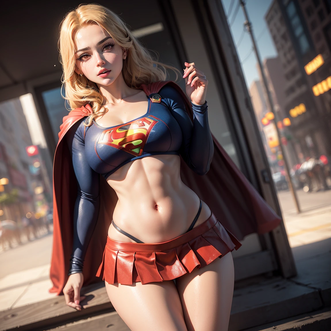 Arte Oficial, Unity 8k papel de parede, ultra detalhado, Beautiful and Aesthetic, Beautiful, master part, best quality, (BLACK GIRL, EBONY SKIN), (Zemaranhar, mandala, emaranhado, emaranhar), 1 BLACK girl, (Supergirl), MILF BBW, rabo de cavalo, cabelo afro, olhos escuros, pequeno, capa vermelha, saia vermelha, Botas vermelhas, tampo azul, seios grandes, Clavicle exposed, exposed neck, cintura exposta, Voando acima da paisagem urbana, gota de suor, Desviando o olhar, Cyberpunk, adicionar_detalhe, Supergirl, tempestade, epic scene,Detalhes complexos, hiper sexualizada, Hiper provocativo, , Sorriso, hiper lolita, Sagging , Sagging Tits , Clivagem profunda, Cameltoe completo, Hiperresolución, sardas cheias, thick, juicy lips, Olhos grandes, roupas mal reveladoras, mamilo exposto, expor pelos pubianos