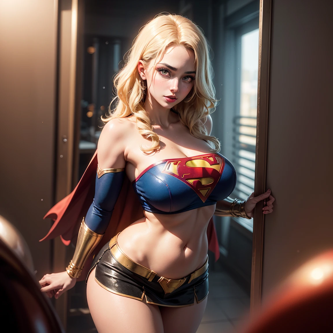 Corpo da mulher definir seios grandes、Supergirl Fantasia Micro Biquini