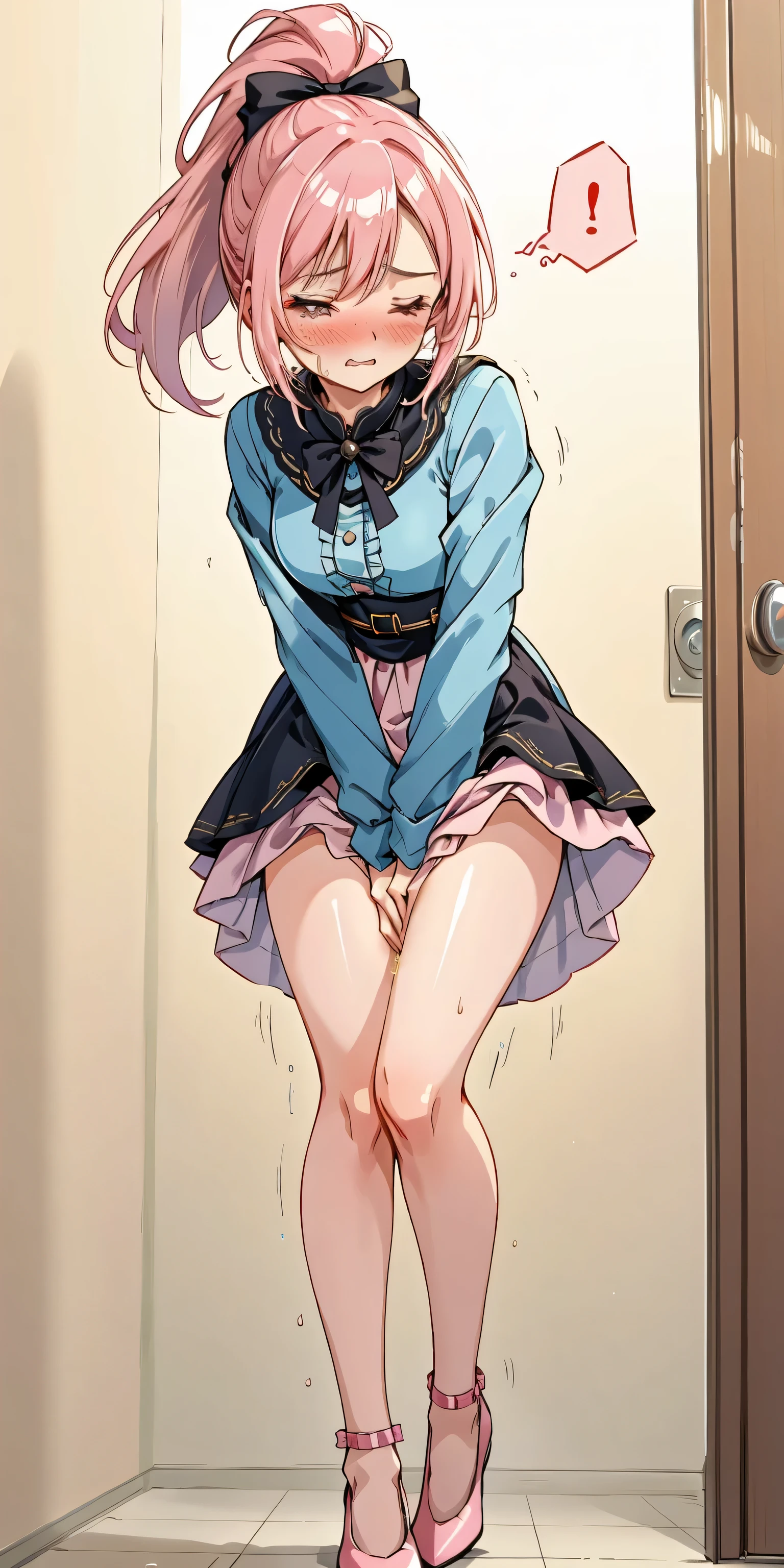 (masterpiece, Highest quality:1.2), One girl, alone,Are standing_Split,
, Long Hair, Black sleeveless short vest,Pink Skirt,Pussy