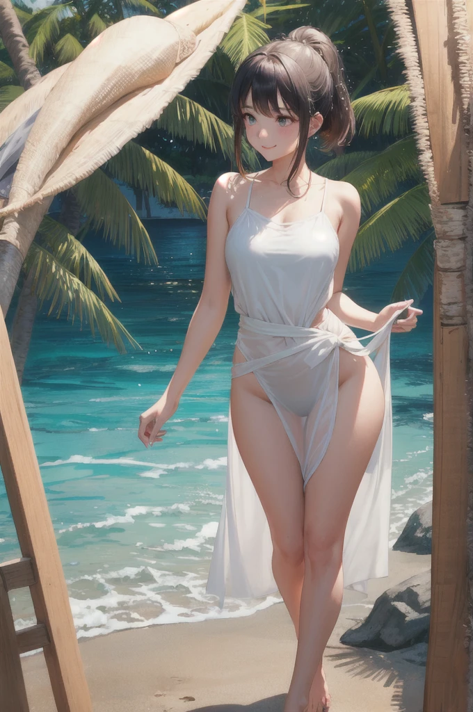 girl, full body, summer beach, RAW photo, best quality,realistic, photo-realistic, best quality ,masterpiece,an extremely delicate and beautiful, extremely detailed,2k wallpaper, Amazing, finely detail, 8k wallpaper,huge filesize , ultra-detailed, highres, extremely detailed,realistic, 8K, Ultra-High Definition, highest quality, ultra high resolution, (realistic:1.4), High quality texture,