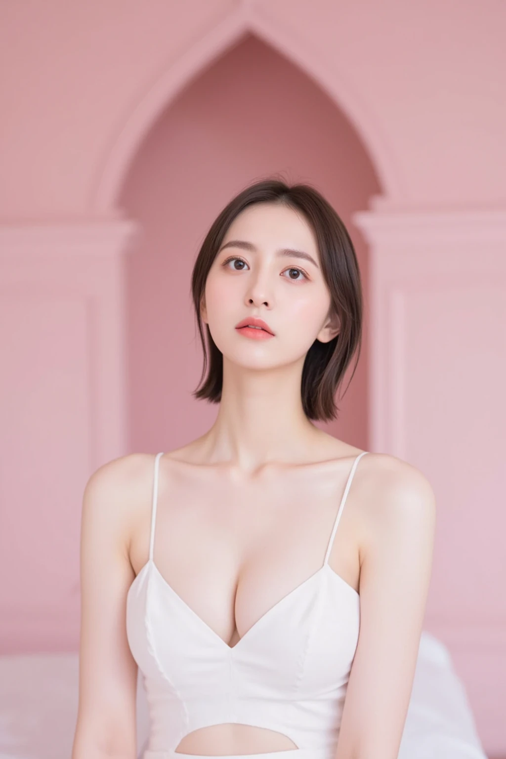 8K, Ultra-high resolution, highest quality, masterpiece, Surreal, photograph, 1 girl, (16 years old:1.3), pretty girl, Cute face, Beautiful eyes in every detail,masterpiece, ((Spread your thighs))、Sexy pose、See through 、Look at the audience、beauty,Long neck、Smile a little、Please close your mouth and laugh、(((Ideal body proportions))),A cup small breasts :2,、Portraiture:2、Perfect Anatomy、Vivid details、detailed、Surreal、Light and shadow,Strong light,Fashion magazine cover,Thin lips