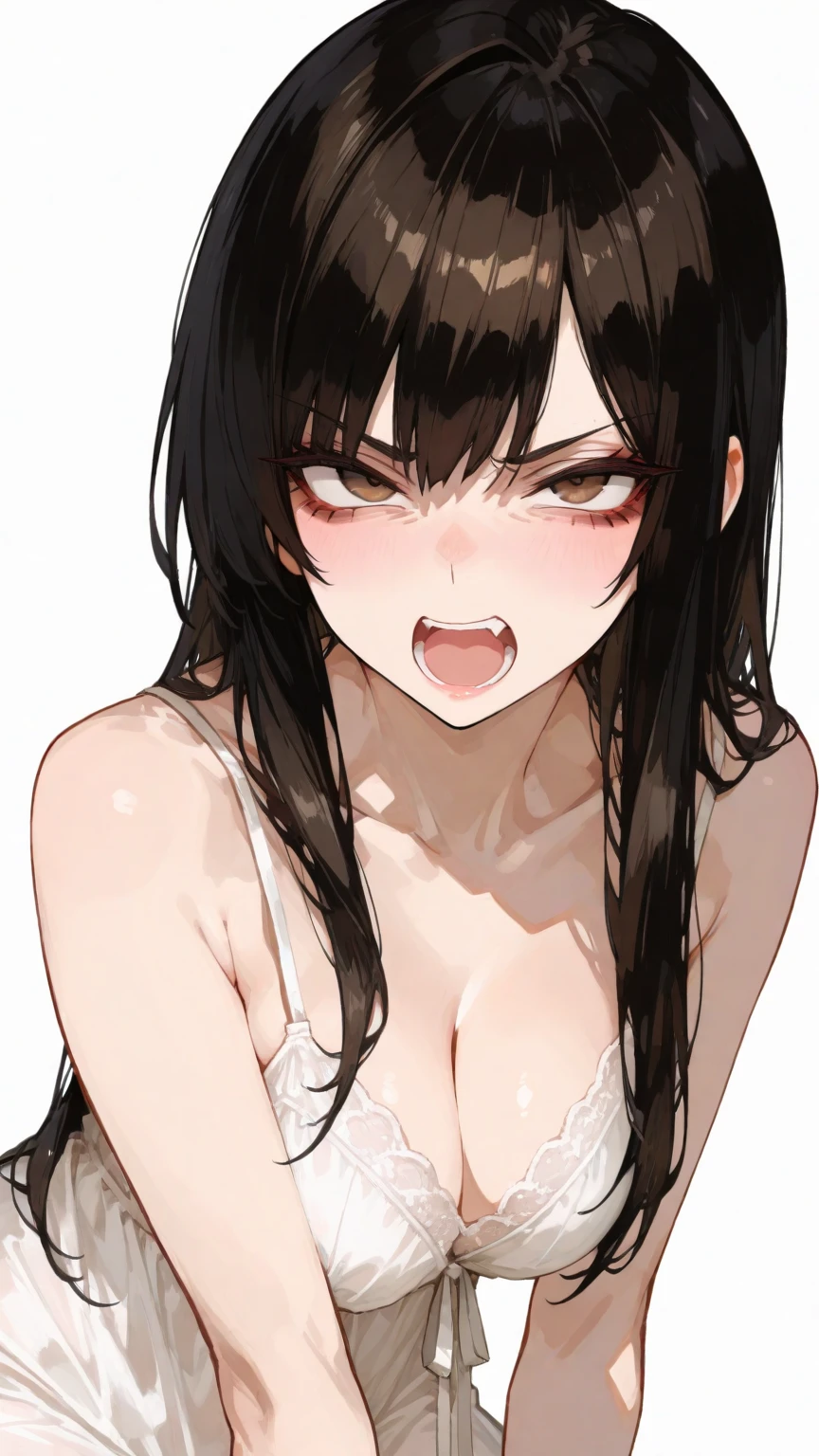 (masterpiece), face, good anatomy, empty eyes, expressionless, exhausted, tired, heavy breathing, open mouth, drooling