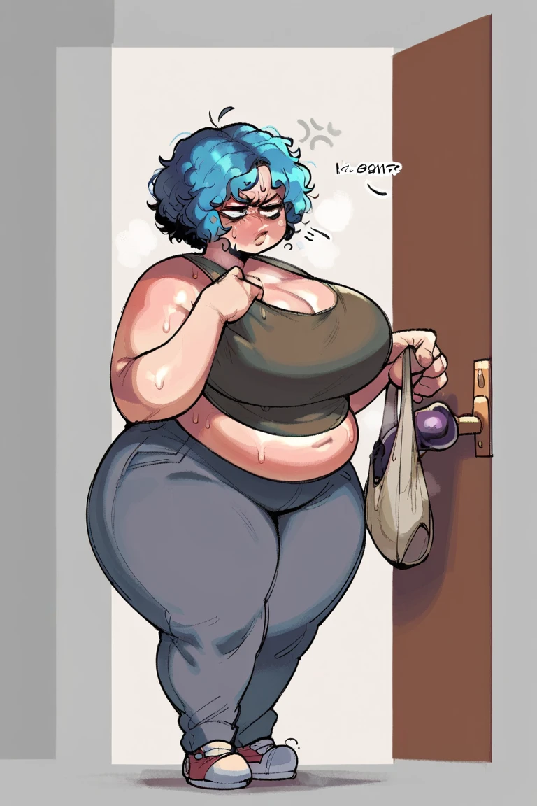 Sunkissed skin all over, Thicc, extremely morbidly obese, pink and white hair, ((wearing)), black 50s glasses, pink tanktop, black leggings, voluptuous, feminine boy, femboy, perfect hands, perfect face, smile, (anatomically correct), (Perfect/ realistic proportions:1.2), (overwhelmingly fat arms, obese face), hands grabbing belly, ((extremely widest hips possible!)), ((extremely massive thick thighs, morbidly large belly), belly overhang!)), (1080P, 4k UHD, Masterpiece:2.1!) ((single)), background: tilted towers_fortnite