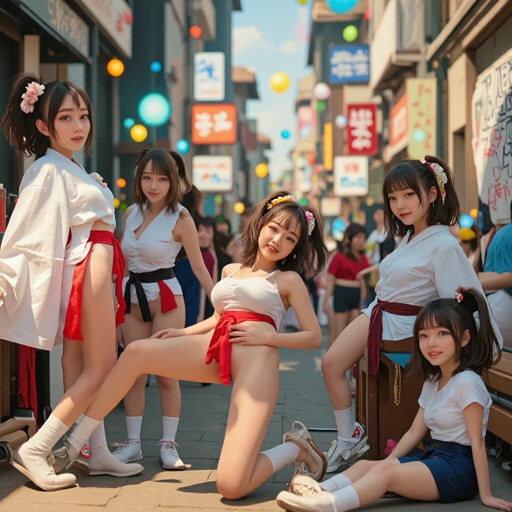 Magazine Cover:1.3、、(２分割photograph:1.3)、(Beautiful 9 year old Japanese female town Street in Summer,All are under 90cm tall:2.0、Spread your legs、squat、(Squat:1.3)、Showing off pussy:1.3), Cute face,（8K、Raw photography、Highest quality、masterpiece：1.2),(Black-haired、Curly Hair、ponytail:1.7),View Audience,Viewed from the front,erotic,(Super Sentai Series、She is wearing a red Pretty Cure costume.:1.6)、(Clothing that emphasizes the shape of your chest:1.3)、(Super Sentai Series、She is wearing a blue PreCure costume.:1.6)、Thin chest、Small nipples、Slim figure、Ultra-high resolution,beautiful,beautiful fece,(alone, alone、 background:1.9),whole bodyボディー,、(black eye、Japanese women: 1.3),（Photorealistic：1.37）、Photon Mapping,reality、(Baby-faced and cute: 1.3)、(Cute Smile: 1.7)、(With a round face: 1.8)、Radio City、Physically Based Rendering、Depth of field rally background、photograph, (I can see your knees,Thigh close-up、The blue skirt is too short、Spread your legs、Showing off pussy:1.3),whole body、Super quality、(((There are many adult Yakuza men around the girl.:1.5)))、whole body撮影、、Full Body、From below