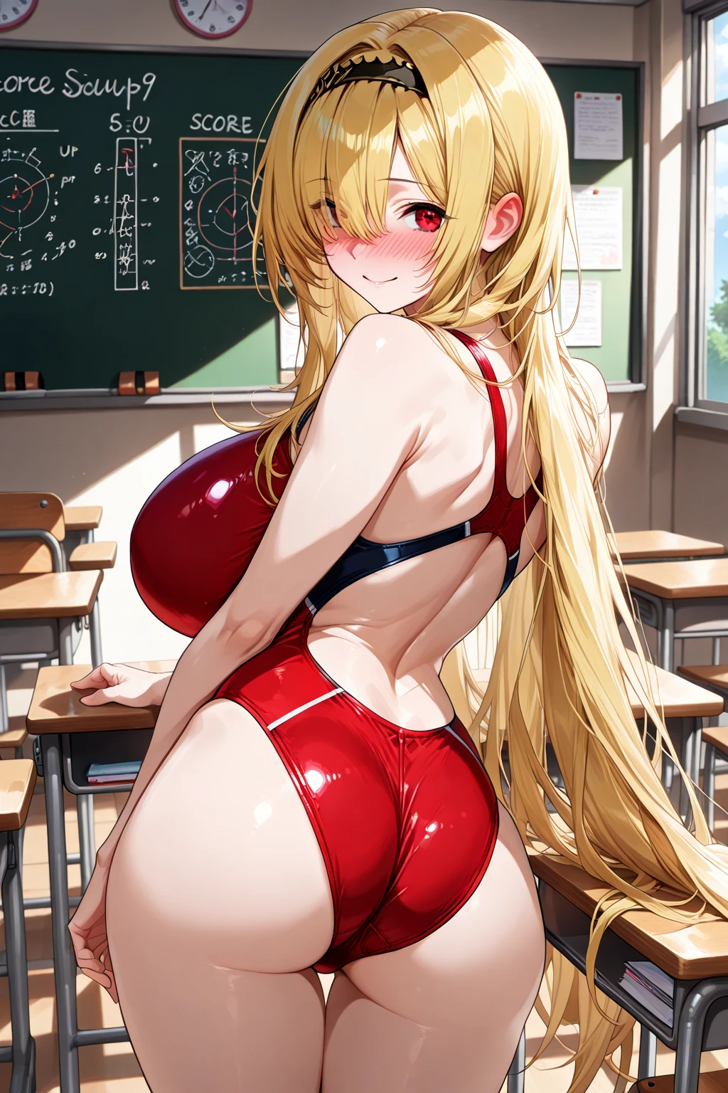 NSFW, (girl),（（optimal quality））， （（Masterpiece））， （A detailed： 1.4），face red，perspire，showing niples, The ultimate masterpiece,(fidelity:1.2),(sexy),(Huge chest), Open crotch, Open legs, (Smooth: 1.1), (Cutes: 0.9), (shiny: 1.1),, red lips, cute girl,  anime, cute pose, super small transparent lace lingerie,g string mini thong, (big breast), big ass, detailed lines, 8k image, no blur, perfect realistic nipples, sexy closed smile, erotic, super small sexy armor,detailed  realistic vagina, michievous smile, hottest girl in the world, dominant gestures, super small short dress, in a classroom, tights, asuna from blue archive game, blonde, cutest girl on earth