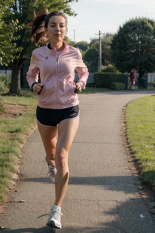 A woman running naked
