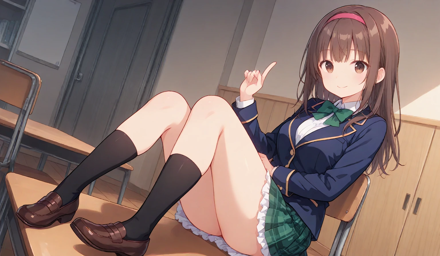 Monika (doki doki literature club), blunt bangs, brown hair, (green eyes:1.5), long hair, ponytail, ribbon, white ribbon, hair ribbon, sidelocks,
black thighhighs, blue skirt, brown jacket, jacket, long sleeves, mary janes, over-kneehighs, pleated skirt, , shoes, skirt, thighhighs, pee, peeing, piss, pissing, omorashi, use both hands, vagina, crotch, female using urinal, piss leaking, pee leaking on toilet, mess overflow pee urinal, toilet, men bathroom,