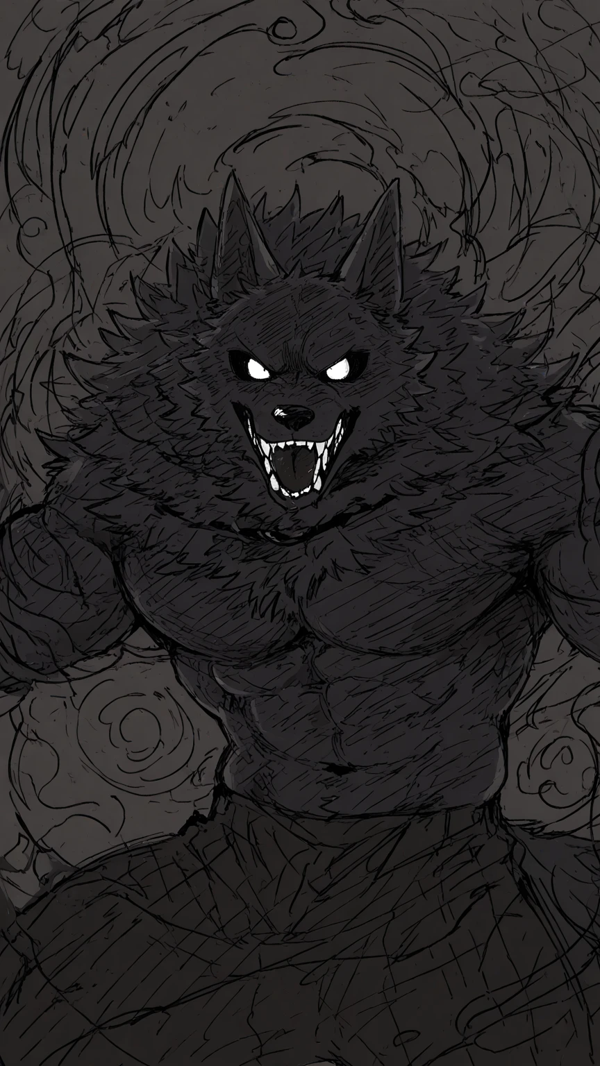 werewolf gigantic black humanoid wolf.