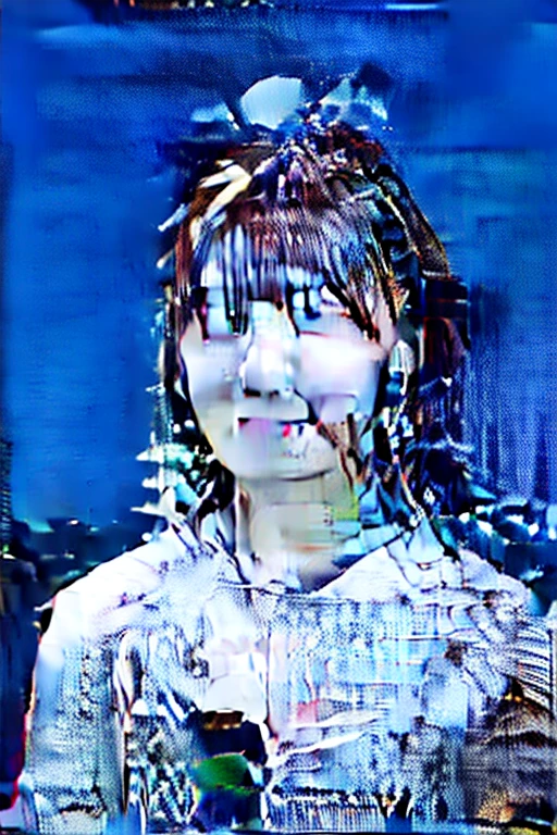 there is a young girl with long hair wearing a blue and white shirt, kotegawa yui, 奈良美智, shiori teshirogi, chiho, ai yazawa, aoi ogata, yukii morita, marin kitagawa, kimi takemura, yasumoto oka, hana yata