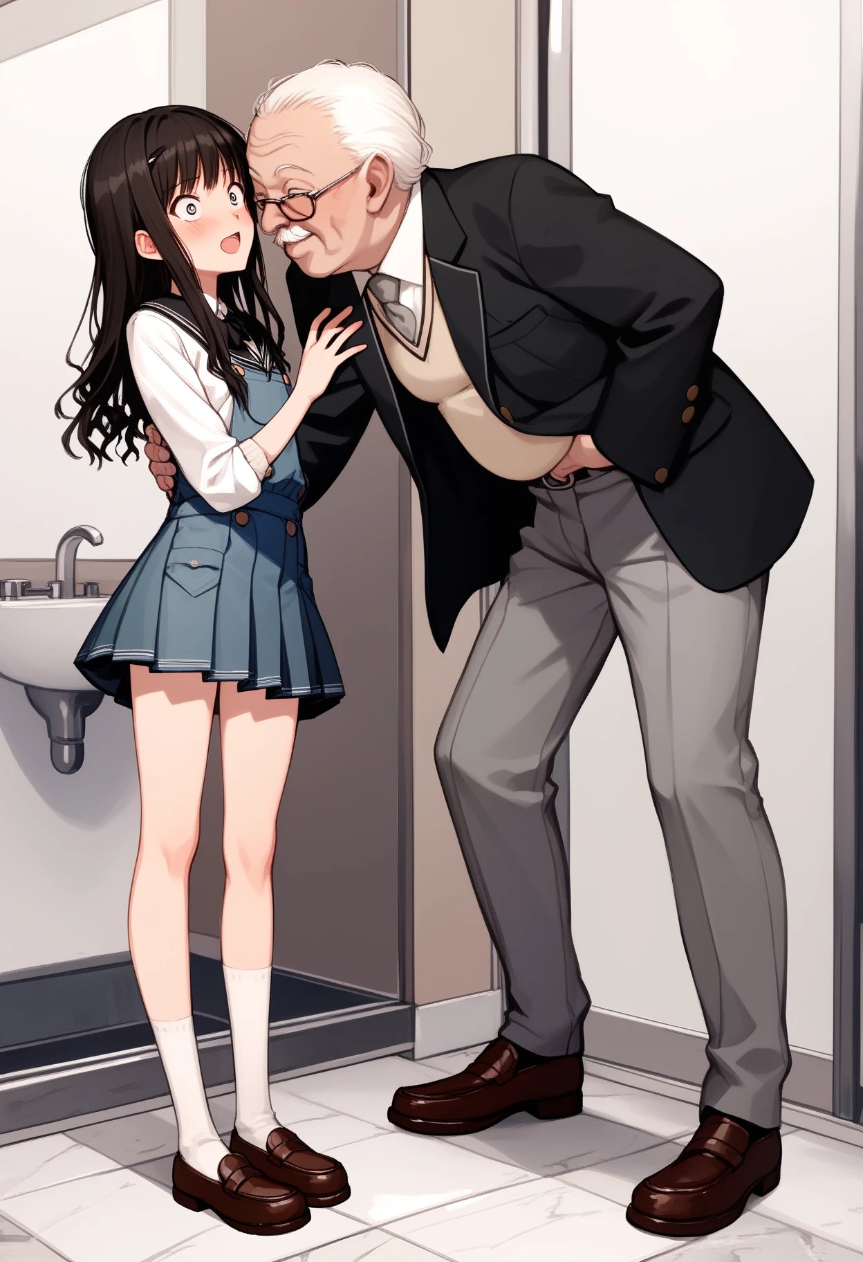 (height difference: 1.5), (size difference: 1.3), (naked: 1.3), (in the shower: 1.2), (a couple: 1.1), (1girl:1.5), (1boy:1.5), (boy with a big penis: 1.2), (woman), (looking at another: 1.2), (a couple in love: 1.1), (a couple looking at another: 1.1), (guy staring down at woman: 1.1), (woman staring up at man: 1.1)