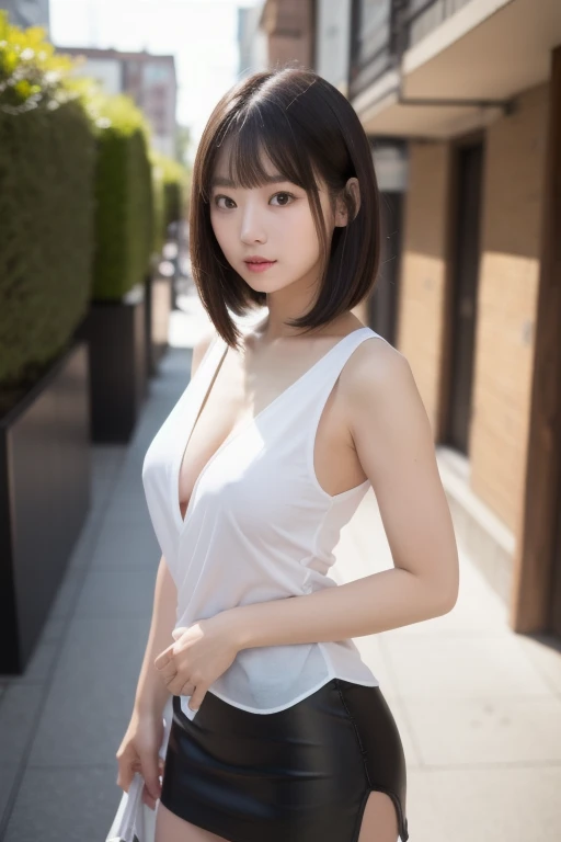 Masterpiece,(8k, RAW photo, best quality, masterpiece:1.2), (realistic, photo-realistic:1.4), (extremely detailed 8k wallpaper), sharp focus, depth of field, blur background, bokeh,Do not split,in the living oom,(Japanese Woman),20-year-old woman,short hair,(well-proportioned body shape:1.5),White blouse,(black mini skirt: 1.5),(Looking at viewer),((super fine face)),The whole body was photographed,full body,(Sexy poses),