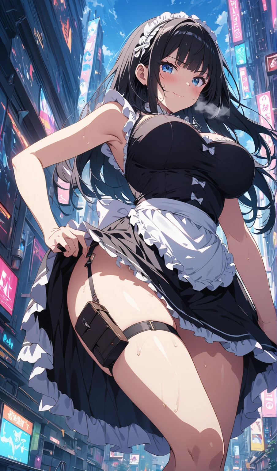 ((((masterpiece, reflections, atmospheric lighting, dynamic lighting)))), (((best quality))), 1girl, perfect figure, perfect body, perfect face, long luscious curly hair, glowing void eyes, delicate fingers, (((jewel crown))), ((wing crown)), ((black dress)), ((strapless dress)), ((wedding dress)), ((evening dress)), ((lingerie dress)), ((black high heels)), (naganami), 14yo, cute, kawaii, lori, (((large areolae))), beautiful face, beautiful hair, (((saggy large breasts))), (((hanging breasts))),(((((breasts apart)))), puffy nipples, (((lovely eyes))), ((shiny body)), (slim body), beautiful skin, (((cute smile, happy))), (((very humid sweaty))), (((shiny skin)))