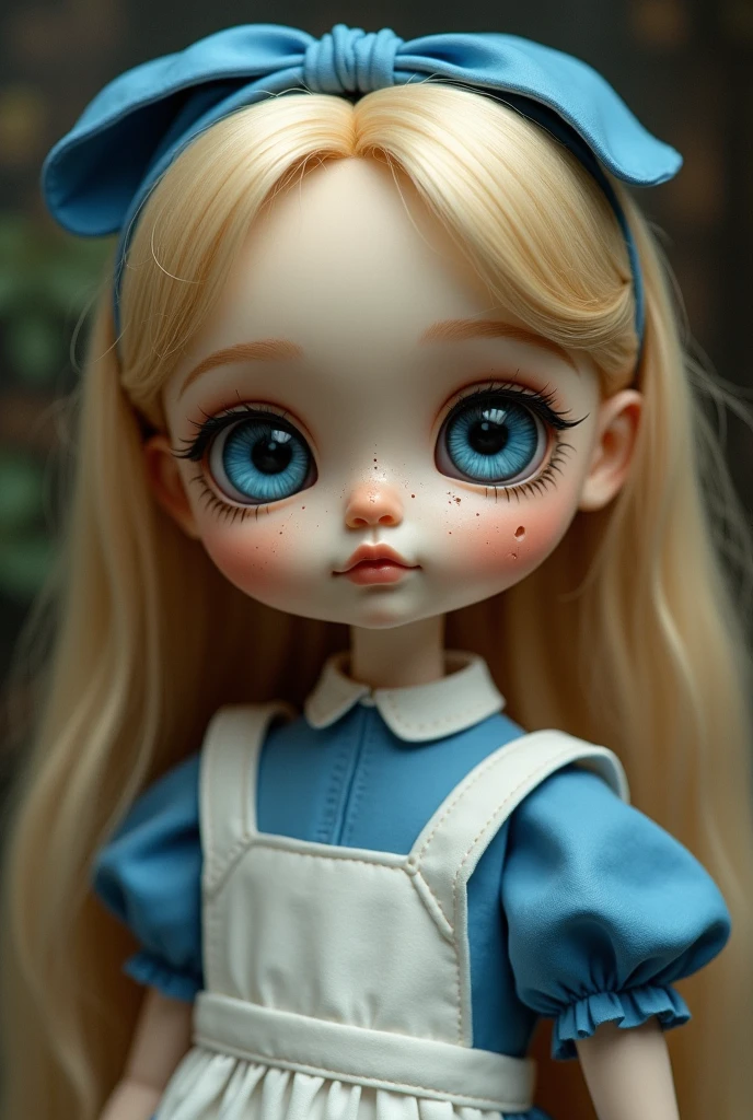 1 Girl, masterpiece, best quality, 8K, Delicate skin texture, Detailed fabric texture, Beautiful and delicate face, Intricate details, Extremely detailed, Alice in Wonderland, (The bow on her head:1.1), Upper Body