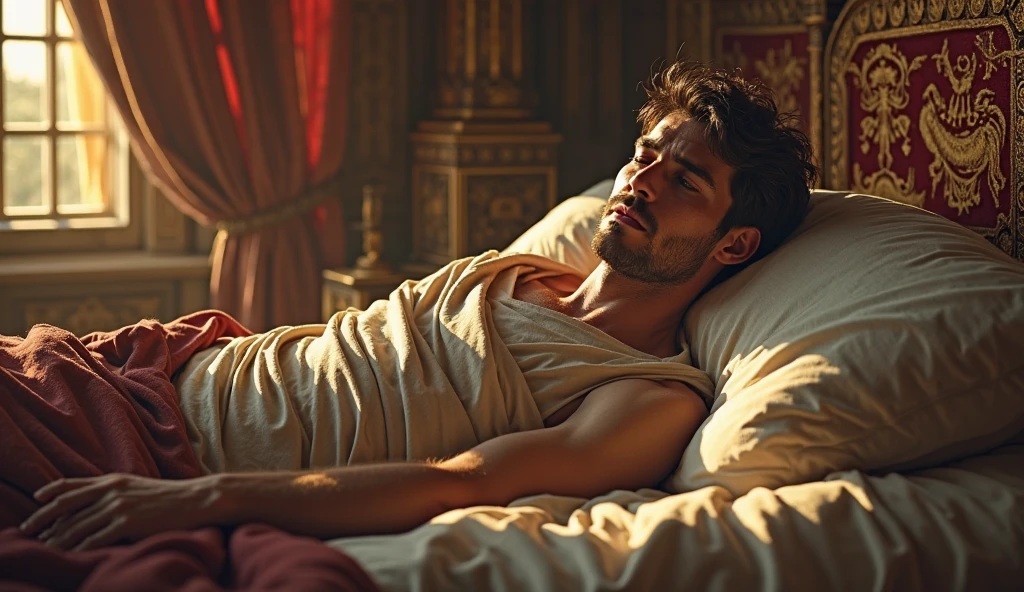 illustrates the body of a 50 year old king found bare-chested in his bed
